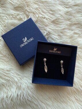 SWAROVSKI Crystal & Rhodium-Plated Drop Dangle Earrings 835000 NWT in Box